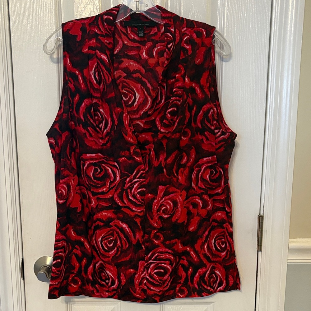 WHBM Floral Red Sleeveless Top